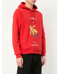 roter bedruckter Pullover mit einem Kapuze von Undercover