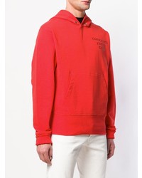 roter bedruckter Pullover mit einem Kapuze von Helmut Lang