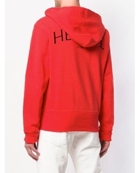 roter bedruckter Pullover mit einem Kapuze von Helmut Lang