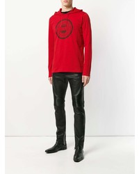 roter bedruckter Pullover mit einem Kapuze von Balmain