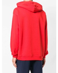 roter bedruckter Pullover mit einem Kapuze von MSGM