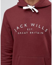 roter bedruckter Pullover mit einem Kapuze von Jack Wills