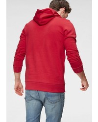 roter bedruckter Pullover mit einem Kapuze von Jack & Jones