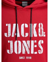 roter bedruckter Pullover mit einem Kapuze von Jack & Jones