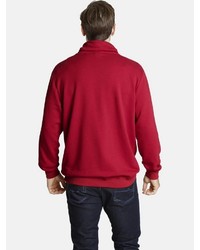 roter bedruckter Pullover mit einem Kapuze von Jan Vanderstorm