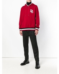 roter bedruckter Pullover mit einem Kapuze von Dolce & Gabbana