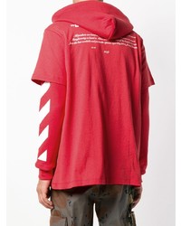 roter bedruckter Pullover mit einem Kapuze von Off-White