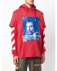 roter bedruckter Pullover mit einem Kapuze von Off-White