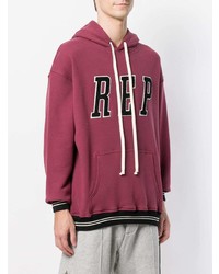 roter bedruckter Pullover mit einem Kapuze von Represent