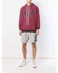 roter bedruckter Pullover mit einem Kapuze von Represent