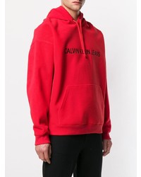 roter bedruckter Pullover mit einem Kapuze von Calvin Klein Jeans