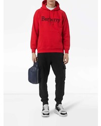 roter bedruckter Pullover mit einem Kapuze von Burberry