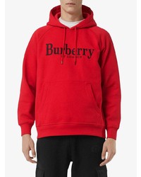 roter bedruckter Pullover mit einem Kapuze von Burberry