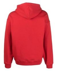 roter bedruckter Pullover mit einem Kapuze von Moschino