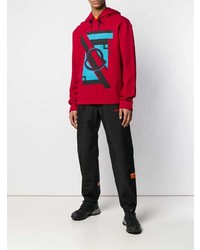 roter bedruckter Pullover mit einem Kapuze von Moncler