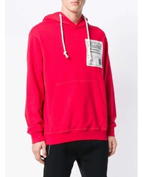 roter bedruckter Pullover mit einem Kapuze von Maison Margiela