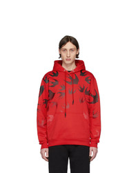 roter bedruckter Pullover mit einem Kapuze von McQ Alexander McQueen