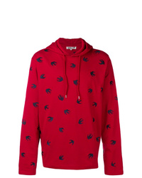 roter bedruckter Pullover mit einem Kapuze von McQ Alexander McQueen