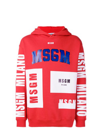 roter bedruckter Pullover mit einem Kapuze von MSGM