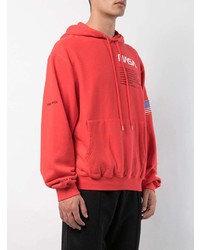 roter bedruckter Pullover mit einem Kapuze von Heron Preston