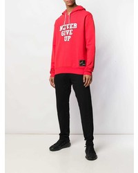 roter bedruckter Pullover mit einem Kapuze von Roberto Cavalli
