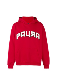 roter bedruckter Pullover mit einem Kapuze von Paura