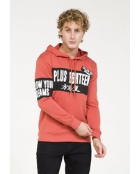 roter bedruckter Pullover mit einem Kapuze von PLUS EIGHTEEN