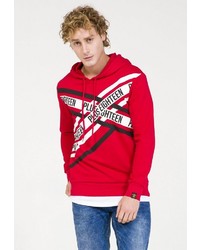 roter bedruckter Pullover mit einem Kapuze von PLUS EIGHTEEN