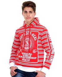 roter bedruckter Pullover mit einem Kapuze von R-NEAL