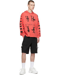 roter bedruckter Pullover mit einem Kapuze von Givenchy