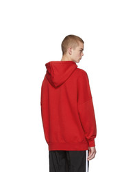 roter bedruckter Pullover mit einem Kapuze von Palm Angels