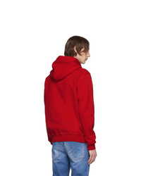 roter bedruckter Pullover mit einem Kapuze von DSQUARED2