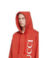 roter bedruckter Pullover mit einem Kapuze von Gucci