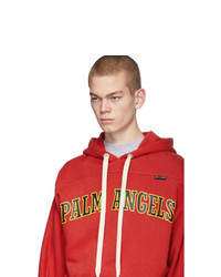 roter bedruckter Pullover mit einem Kapuze von Palm Angels