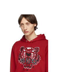 roter bedruckter Pullover mit einem Kapuze von Kenzo