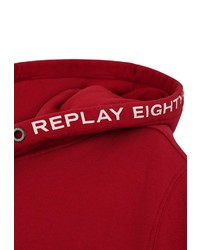 roter bedruckter Pullover mit einem Kapuze von Replay