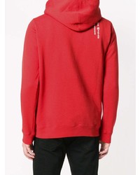 roter bedruckter Pullover mit einem Kapuze von Marcelo Burlon County of Milan