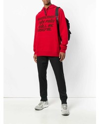 roter bedruckter Pullover mit einem Kapuze von Lanvin