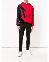 roter bedruckter Pullover mit einem Kapuze von Maison Margiela