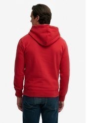 roter bedruckter Pullover mit einem Kapuze von Superdry