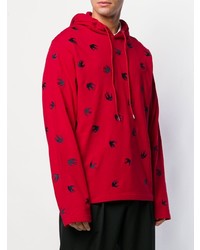 roter bedruckter Pullover mit einem Kapuze von McQ Alexander McQueen