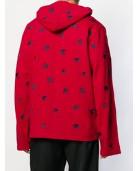 roter bedruckter Pullover mit einem Kapuze von McQ Alexander McQueen