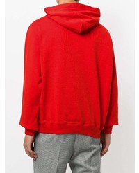 roter bedruckter Pullover mit einem Kapuze von MSGM