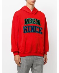 roter bedruckter Pullover mit einem Kapuze von MSGM