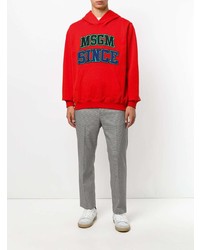 roter bedruckter Pullover mit einem Kapuze von MSGM