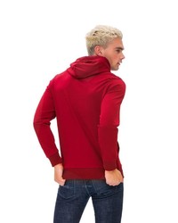 roter bedruckter Pullover mit einem Kapuze von Tom Barron