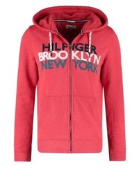 roter bedruckter Pullover mit einem Kapuze von Tommy Hilfiger