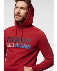 roter bedruckter Pullover mit einem Kapuze von Tommy Jeans