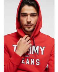 roter bedruckter Pullover mit einem Kapuze von Tommy Jeans