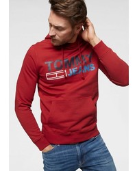 roter bedruckter Pullover mit einem Kapuze von Tommy Jeans